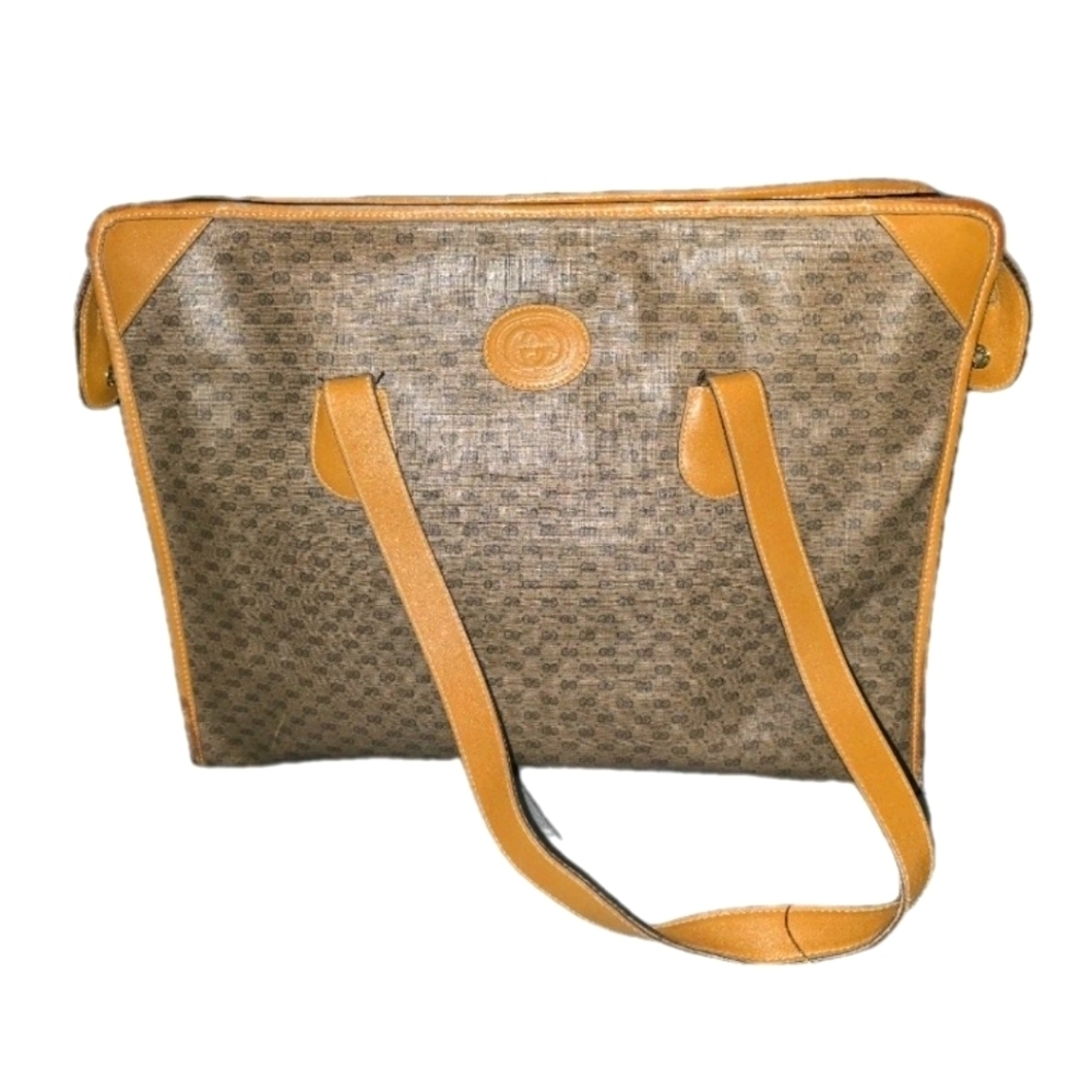 Vintage Gucci Brown and Tan Tote Bag Large Enough For Laptop